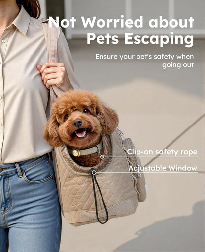 Dog Purse Carrier, Dog Carrier with Pockets for Small Dogs,XL,Khaki | Breathable,Foldable,Large Pocket,Built-in safety Rope,Machine washable,Under 13 Lbs