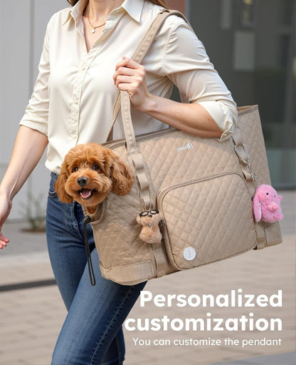 Dog Purse Carrier, Dog Carrier with Pockets for Small Dogs,XL,Khaki | Breathable,Foldable,Large Pocket,Built-in safety Rope,Machine washable,Under 13 Lbs