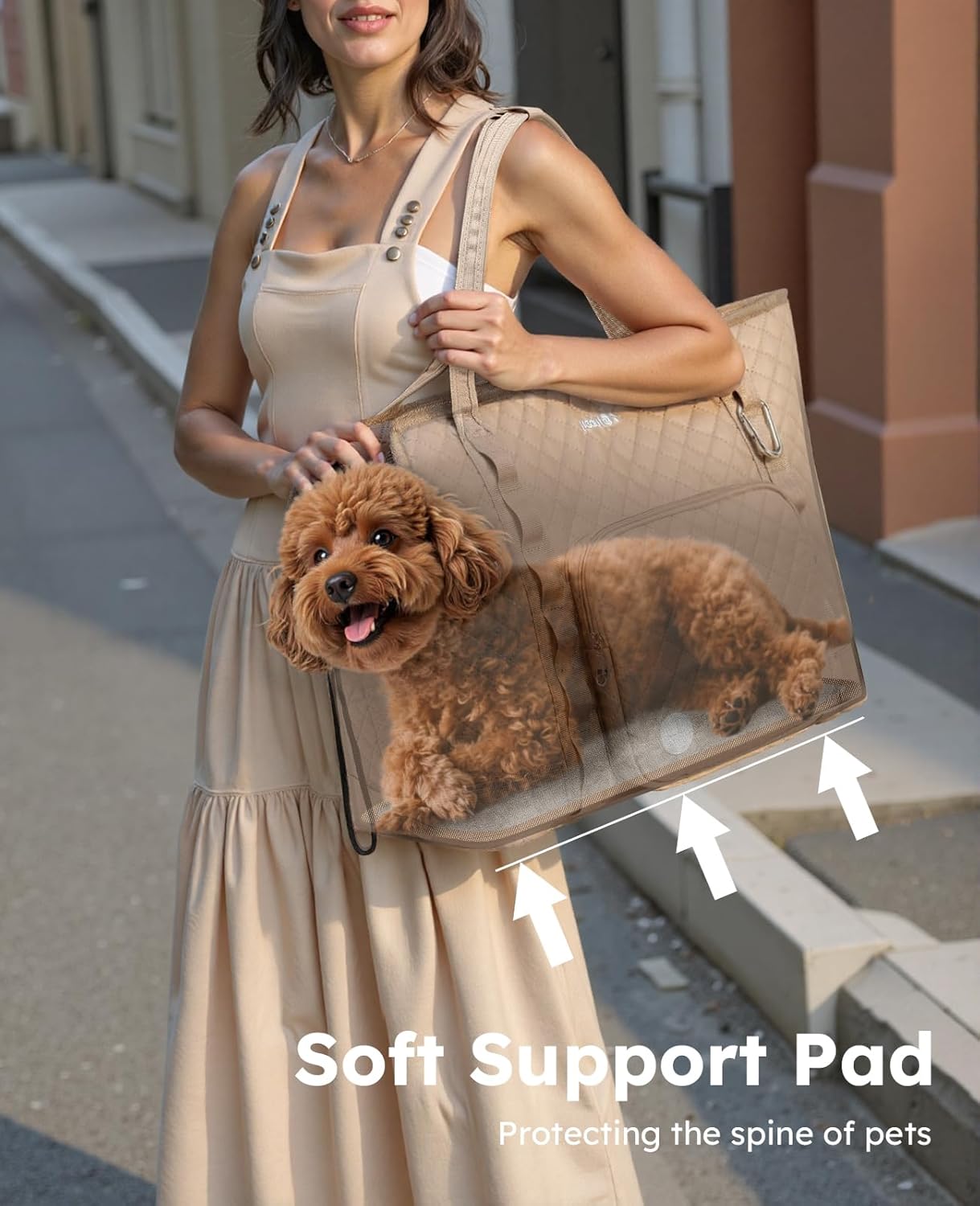 Dog Purse Carrier, Dog Carrier with Pockets for Small Dogs,XL,Khaki | Breathable,Foldable,Large Pocket,Built-in safety Rope,Machine washable,Under 13 Lbs