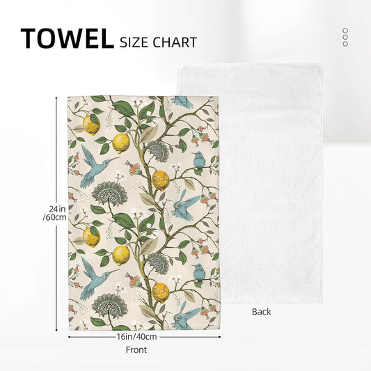 Boho Kitchen Towels 16x24 Inch Chinoiserie Lemon Bird Floral Decor Dish Towels Vintage Flower Spring Summer Decoration Hand Towel Absorbent Dish Cloths for Home Kitchen Dining Set of 2