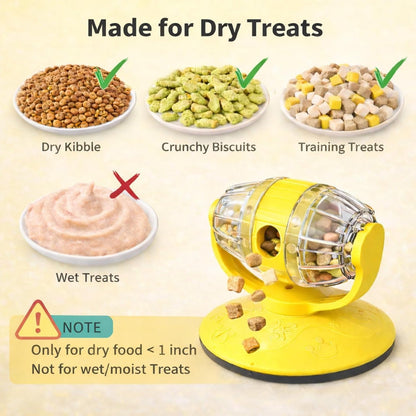Cat Treat Feeder, Cat Treat Dispenser Toy for Dry Food, Rotating Barrel Interactive Cat Toys for Indoor Cats &Puppies, Kitten Enrichment Funny Toy(Yellow)