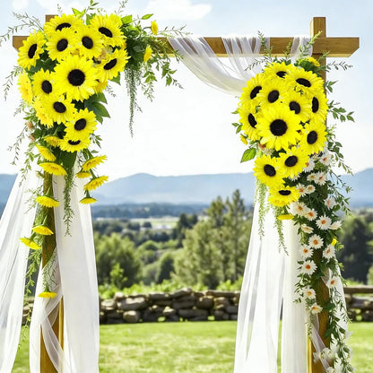 40pcs Fake Sunflower Heads with Stems, 4" Sunflower Artificial Silk Flower Heads for Crafts, Sunflower Decorations for Birthday Party Baby Shower Wedding Bathroom Home Decor(Bright Yellow)