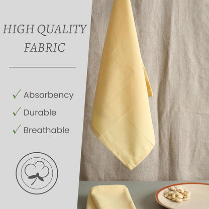 Cloth Napkins 17x17 Inch - 100% Cotton, Soft, Absorbent, Washable & Reusable Table Linen Napkins - Set of 12 - Perfect for Thanksgiving, Baby Showers, Wedding, Holiday - Pale Yellow