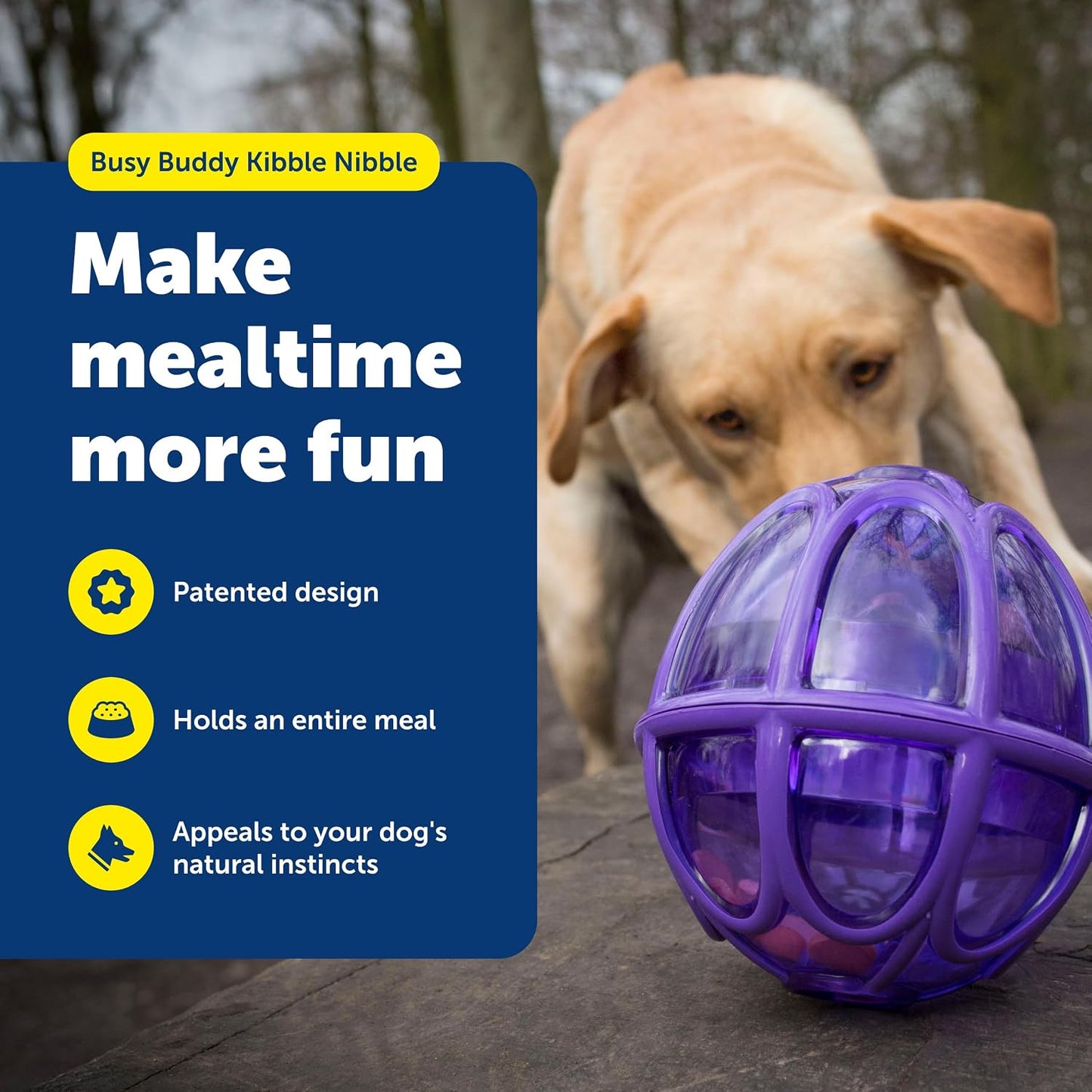 Busy Buddy Kibble Nibble Treat Dispensing Dog Toy, Small | Slow Feeder Holds up to 3.5 Cups of Food, Adjustable Prongs Customize Treat Flow, Top-Rack Dishwasher Safe, Dogs Under 20 Lb