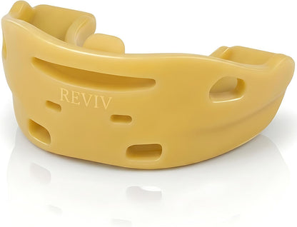 Reviv R3 Heavy-Duty Pre-Formed Dental Protector and Mouthpiece | Thicker Food-Grade Silicone with Air Holes | Low-Profile Gum Design for Standard & Wide Jaws - Large (Yellow)