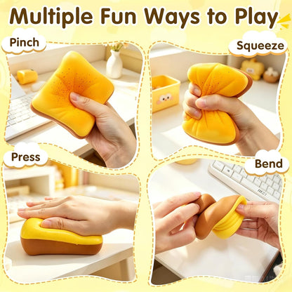 Bread Butter Squishy, Slow Rising Bread,Bread Squishy, Realistic Fidget Squishy Toy with Butter Scent for Stress Relief & Anxiety, Sensory Squeeze Toys for Adults (Yellow)