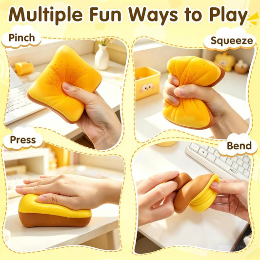 Bread Butter Squishy, Slow Rising Bread,Bread Squishy, Realistic Fidget Squishy Toy with Butter Scent for Stress Relief & Anxiety, Sensory Squeeze Toys for Adults (Yellow)