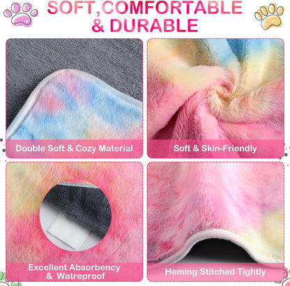 4 Pcs Waterproof Guinea Pig Blankets Washable Small Animal Fleece Bedding Absorbent Guinea Pig Cage Liners Reusable Training Pee Pad Pet Sleep Mat for Hamster(Tie Dye Pattern,12 x 12 Inch)