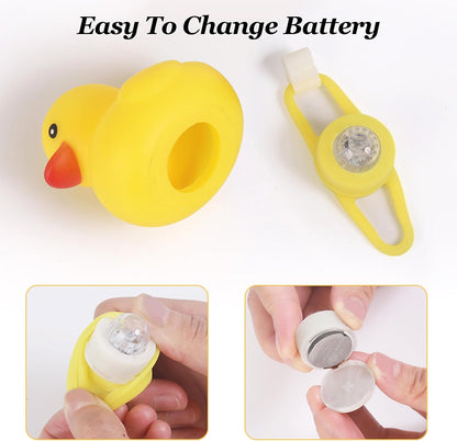 2 Pack Rubber Duck Car Ornaments, Yellow Duck Car Dashboard Decorations Squeeze Duck Bicycle Horns with Propeller Helmet,Bandage and Gold Chain