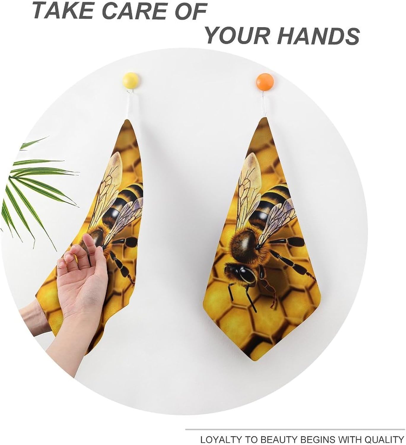 Yellow Honey Kitchen Towels Set -1PCS Super Absorbent Hand Towels, Soft Face Towel Set with Hanging Loop Lightweight Quick Dry Microfiber Dish Towels for Yoga Camping Hotel Spa Travel