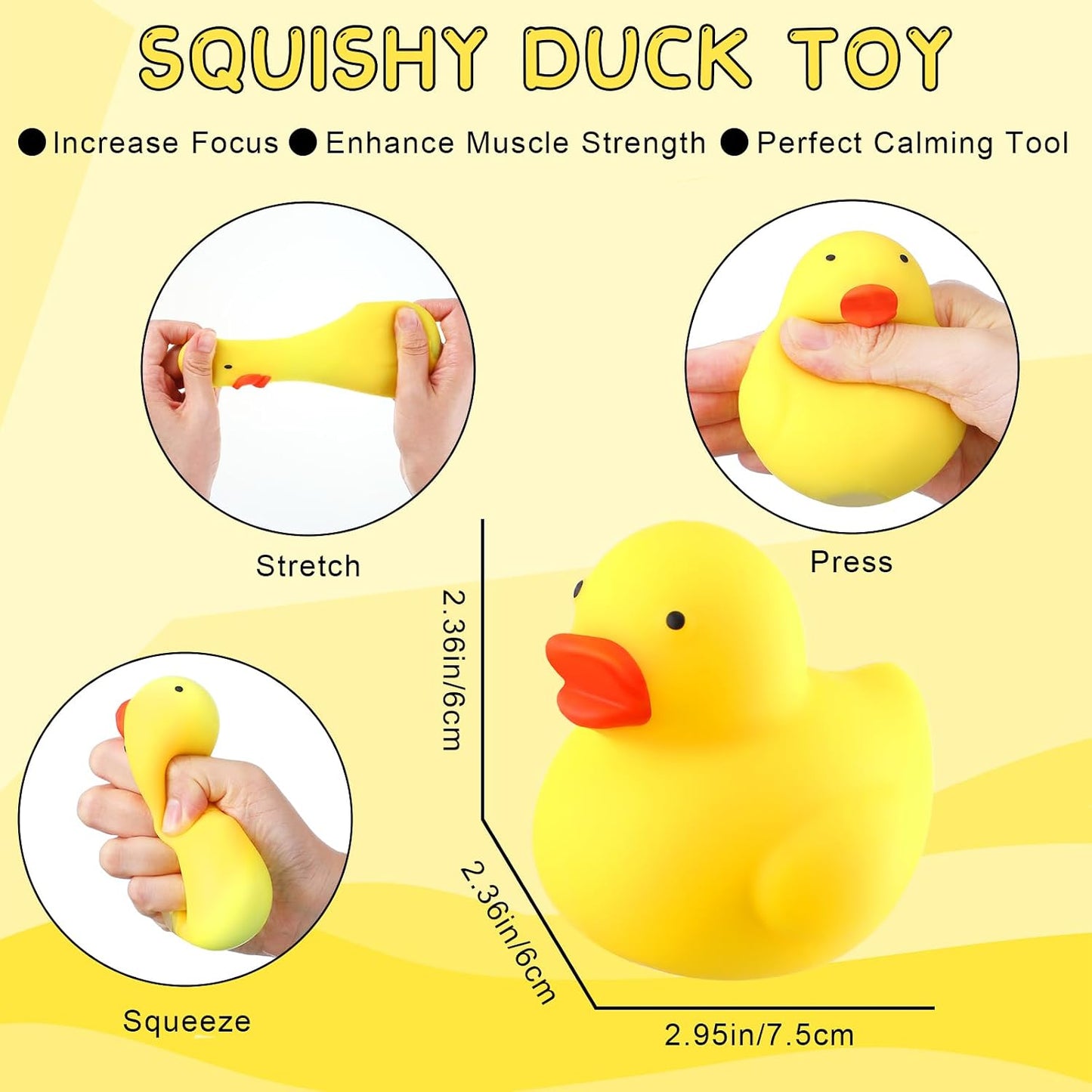 12 Pcs Duck Stress Balls for Adults Mini Duck Party Favors | Cute Duck Sensory Squeeze Balls Soft Fidgets for Christmas Stocking Stuffer Gifts, Stress Relief & Sensory Play