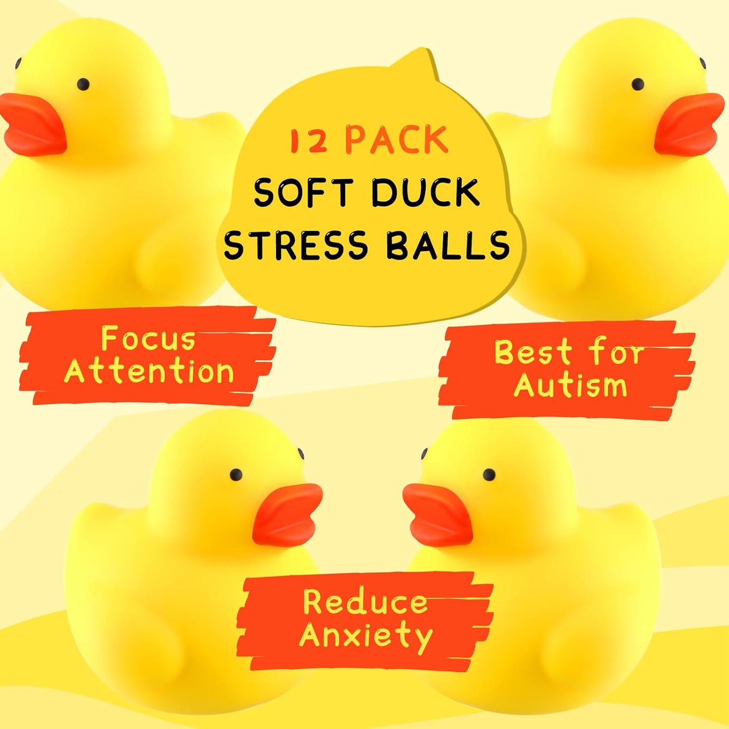 12 Pcs Duck Stress Balls for Adults Mini Duck Party Favors | Cute Duck Sensory Squeeze Balls Soft Fidgets for Christmas Stocking Stuffer Gifts, Stress Relief & Sensory Play