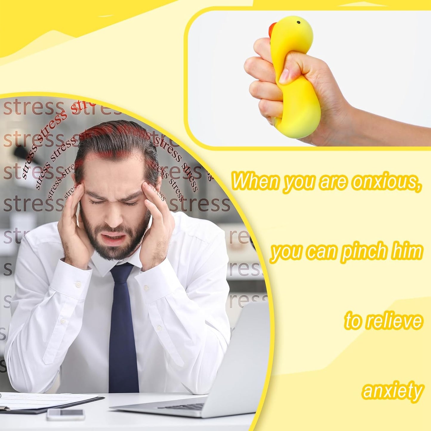 12 Pcs Duck Stress Balls for Adults Mini Duck Party Favors | Cute Duck Sensory Squeeze Balls Soft Fidgets for Christmas Stocking Stuffer Gifts, Stress Relief & Sensory Play