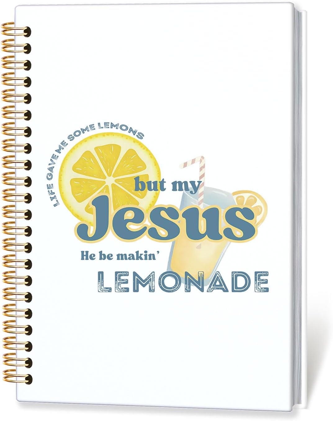 Bible Journal for Women, Christian Gifts for Women Girls,Jesus Christian Lemon Notebook Journal for Note Taking, Religious Gifts for Men, Scripture Hardcover Spiral Notebook 5.5x8.3 Inch