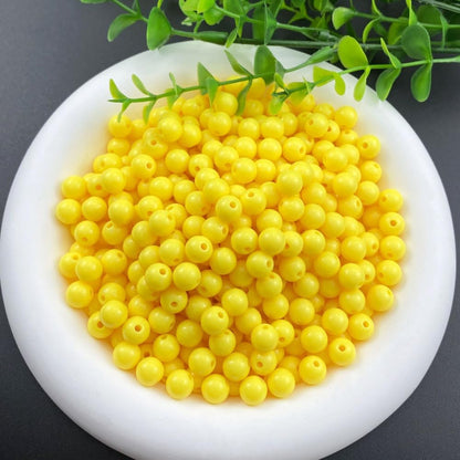 800 Pieces 6mm Acrylic Round Beads Smooth Spacer Plastic Pastel Craft Beads for DIY Craft Jewelry Making Bracelets Necklaces Earring Crafting Supplies (Yellow)