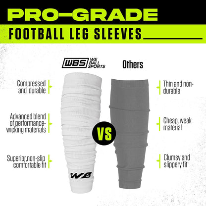 Football Leg Sleeves Calf Compression for Men, Athletic Shin Splint Support - One Pair