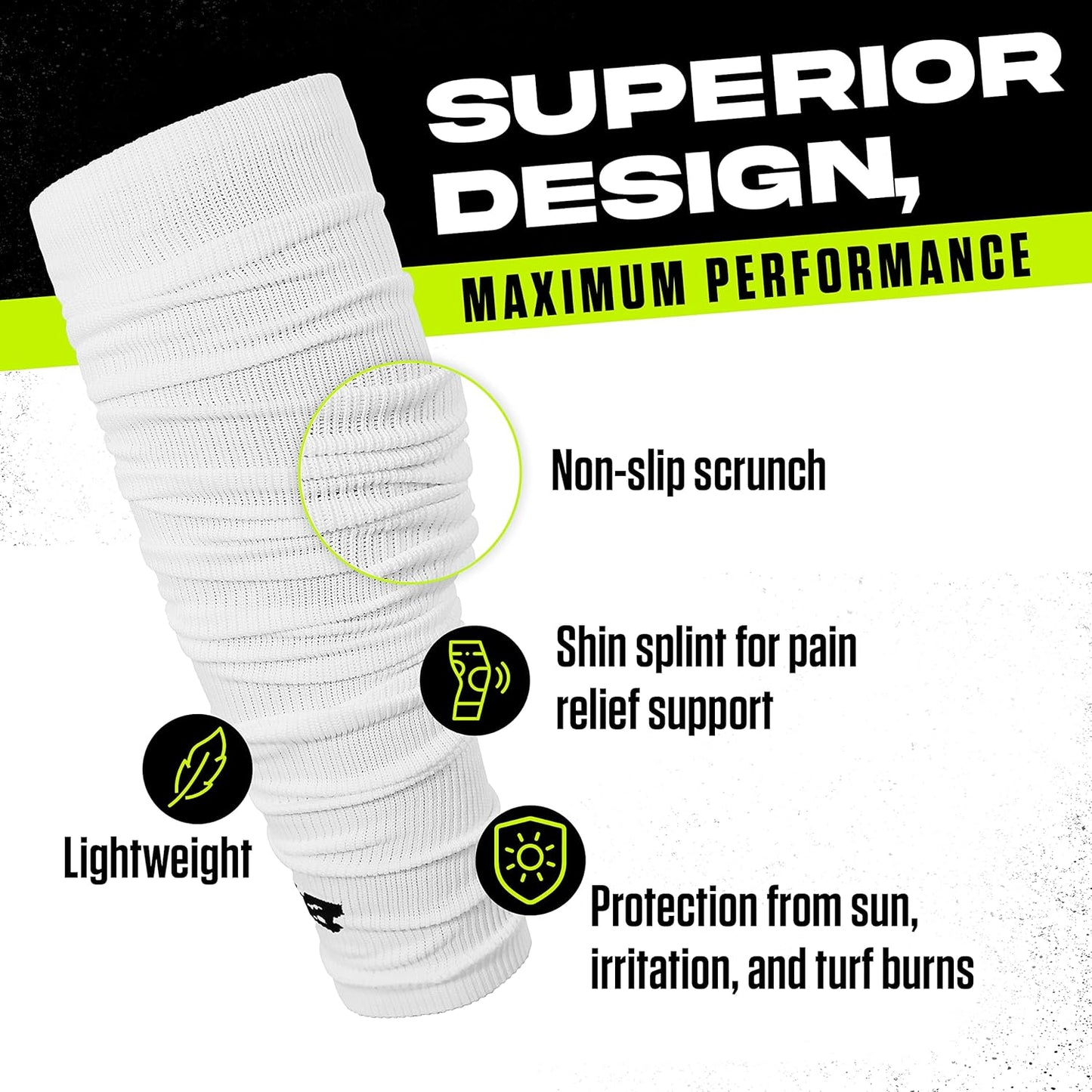 Football Leg Sleeves Calf Compression for Men, Athletic Shin Splint Support - One Pair