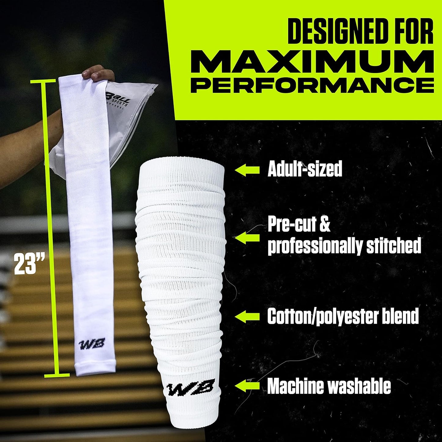 Football Leg Sleeves Calf Compression for Men, Athletic Shin Splint Support - One Pair