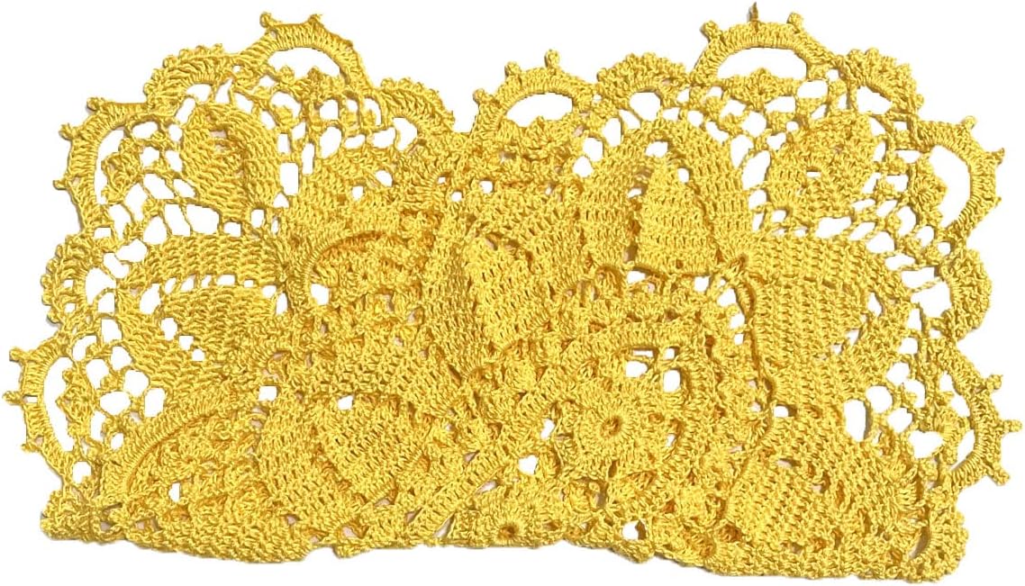 12 x 22 in Oval Lace Tablecloth Doily Handmade Crochet Placemat Women Vase Mat Kitchen Table Runner Anniversary Mother's Day(1PC, Yellow)
