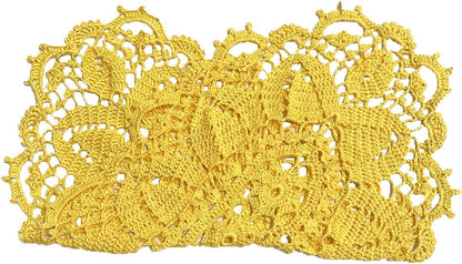 12 x 22 in Oval Lace Tablecloth Doily Handmade Crochet Placemat Women Vase Mat Kitchen Table Runner Anniversary Mother's Day(1PC, Yellow)