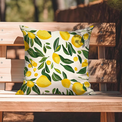 Lemon Throw Pillow Cover 18x18 Inch Summer Decorative Pillow Case, Yellow Lemons Green Leaves Farmhouse Cushion Cover for Couch Sofa Bedroom Patio Outdoor Living Room Seasonal Home Decor, Single Cover