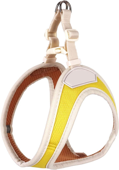 Pastel Basic Dog Harness – Adjustable Lightweight Mesh Pet Vest with D-Ring for Leash, Breathable & Comfortable, Fits Small/Medium Dogs XXS/XS/S, 5 Pastel Colors (Yellow, Small)