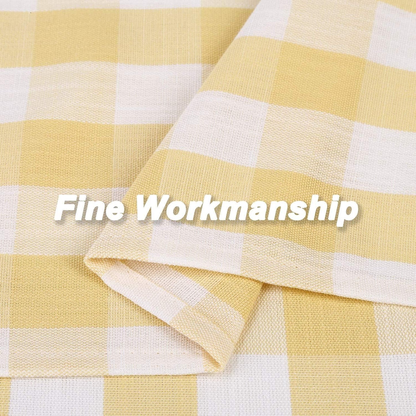 Buffalo Check Tier Curtains for Kitchen, Thick Yarn Dyed Buffalo Plaid Gingham Rod Pocket Farmhouse Cafe Bathroom Curtains, Short Kitchen Window Curtains,28" W x 24" L, Yellow/White, Set of 2