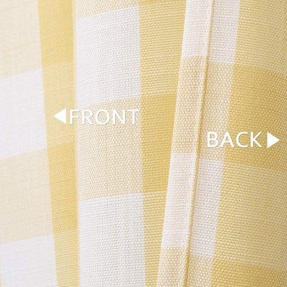 Buffalo Check Tier Curtains for Kitchen, Thick Yarn Dyed Buffalo Plaid Gingham Rod Pocket Farmhouse Cafe Bathroom Curtains, Short Kitchen Window Curtains,28" W x 24" L, Yellow/White, Set of 2