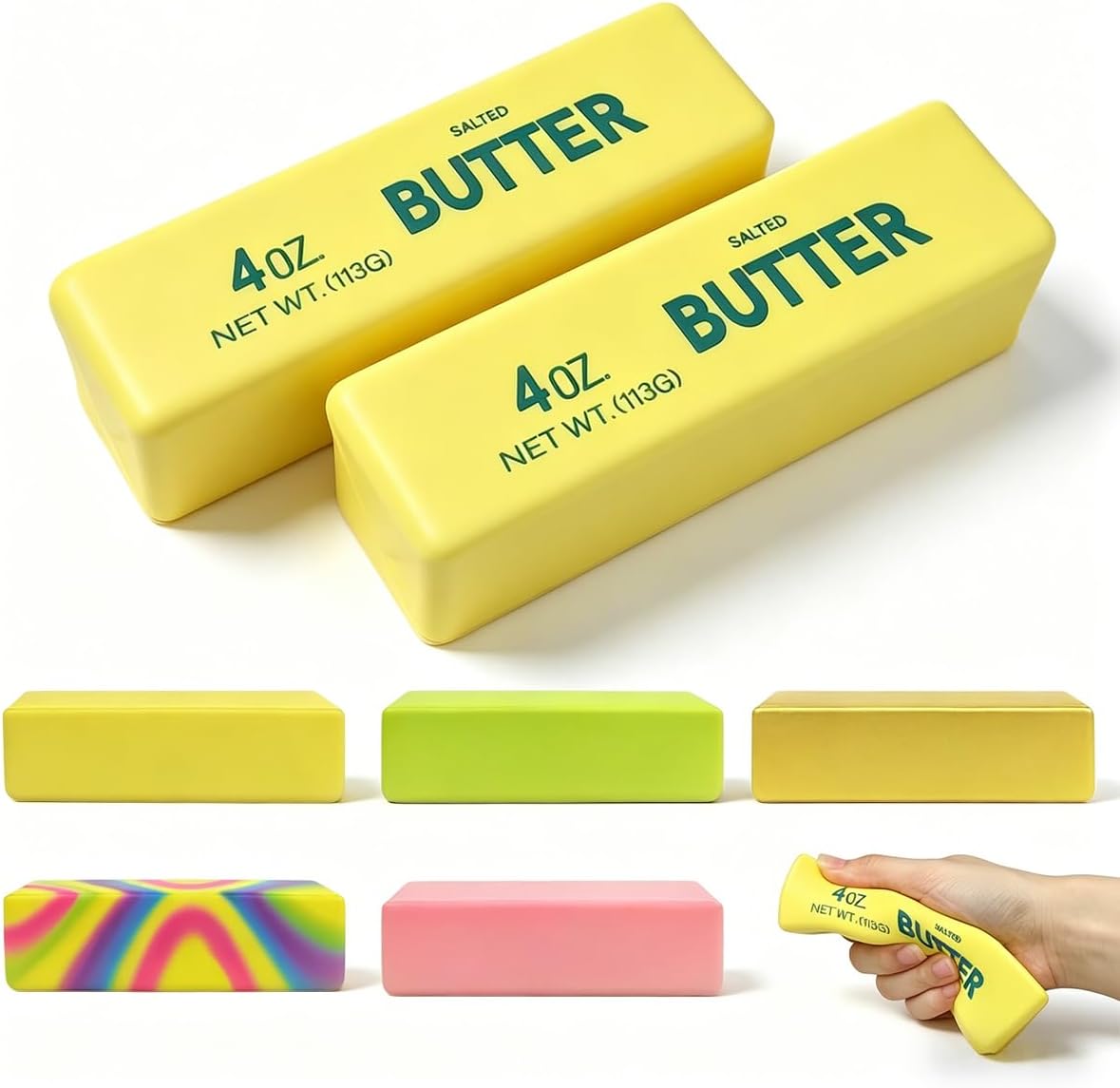 2 Pack Butter Squishy Toys Slow Rising Soft Squeeze Toy Stress Relief Fidget Toys for Kids Party Favors Birthday Gifts Adults Office Desk Toys (Yellow)