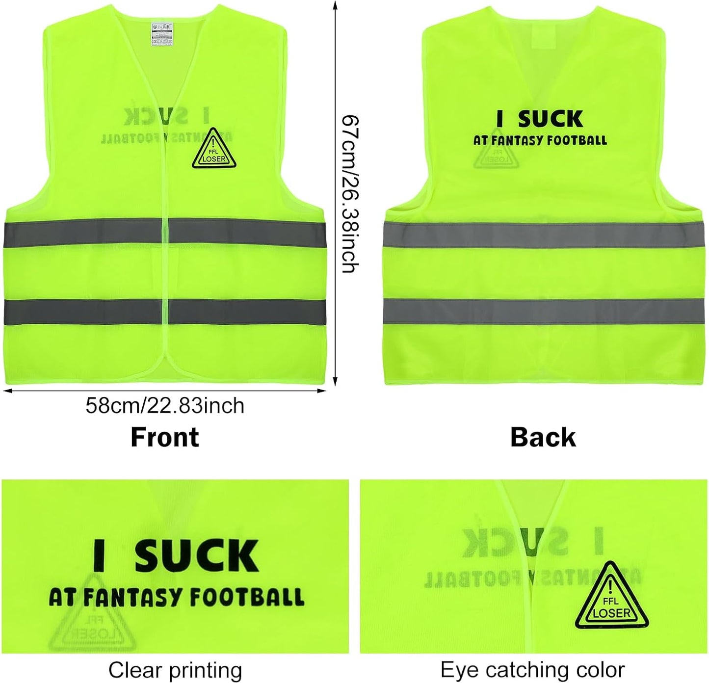 2 Pcs Fantasy Football Set Include Fantasy Football Vest and Flag Award Funny for Men Women