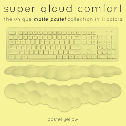 Cloud Keyboard Wrist Rest – Qloud Cloud Wrist Rest for Computer Keyboard and Mouse, Ergonomic Memory Foam Wrist Pad with Non-Slip Base, Includes Cloud Mouse Pad – Yellow