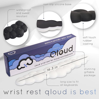 Cloud Keyboard Wrist Rest – Qloud Cloud Wrist Rest for Computer Keyboard and Mouse, Ergonomic Memory Foam Wrist Pad with Non-Slip Base, Includes Cloud Mouse Pad – Yellow