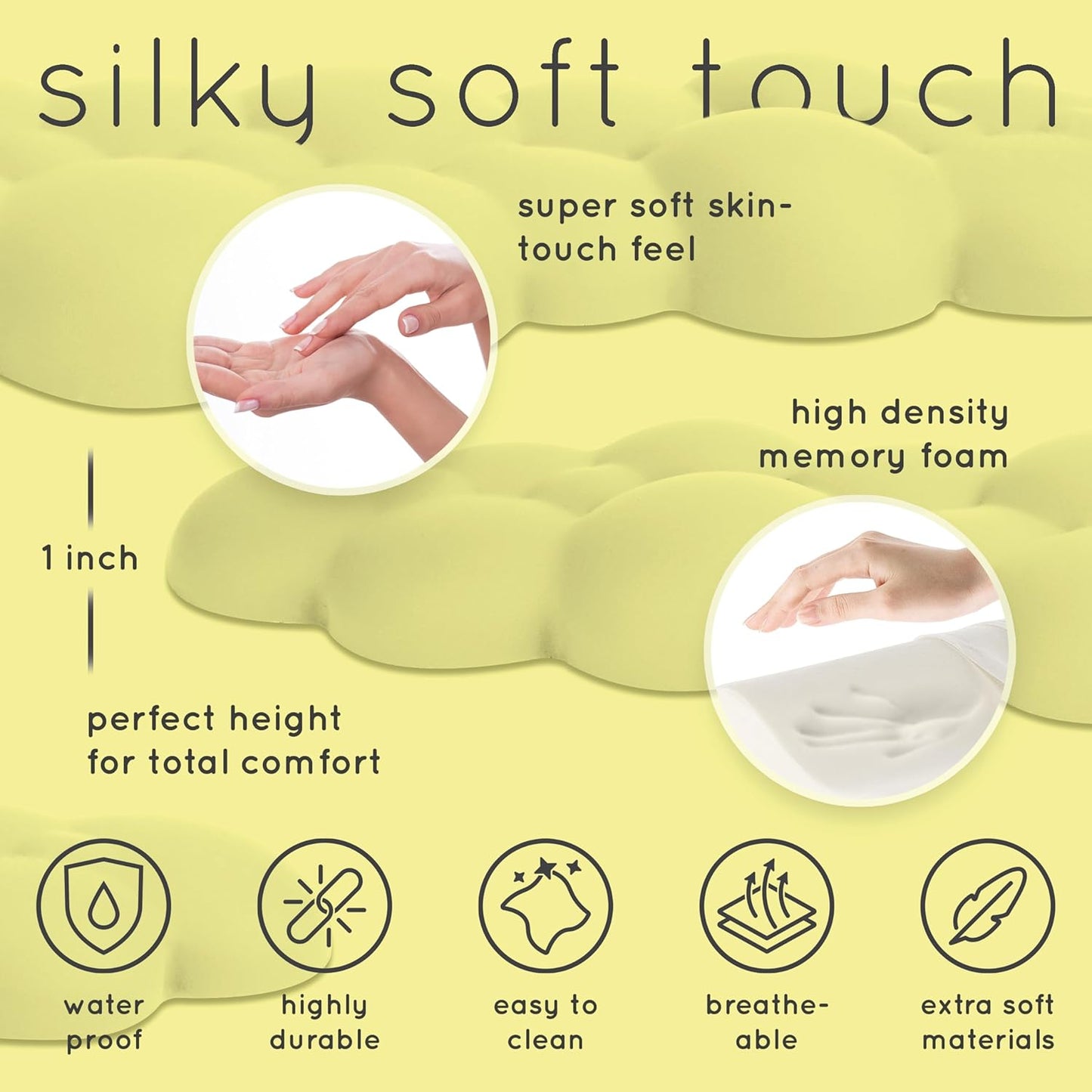 Cloud Keyboard Wrist Rest – Qloud Cloud Wrist Rest for Computer Keyboard and Mouse, Ergonomic Memory Foam Wrist Pad with Non-Slip Base, Includes Cloud Mouse Pad – Yellow