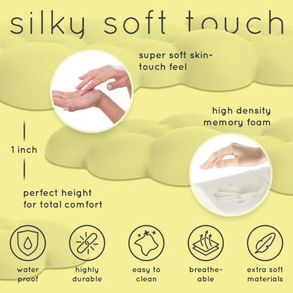 Cloud Keyboard Wrist Rest – Qloud Cloud Wrist Rest for Computer Keyboard and Mouse, Ergonomic Memory Foam Wrist Pad with Non-Slip Base, Includes Cloud Mouse Pad – Yellow
