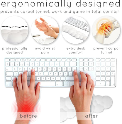 Cloud Keyboard Wrist Rest – Qloud Cloud Wrist Rest for Computer Keyboard and Mouse, Ergonomic Memory Foam Wrist Pad with Non-Slip Base, Includes Cloud Mouse Pad – Yellow