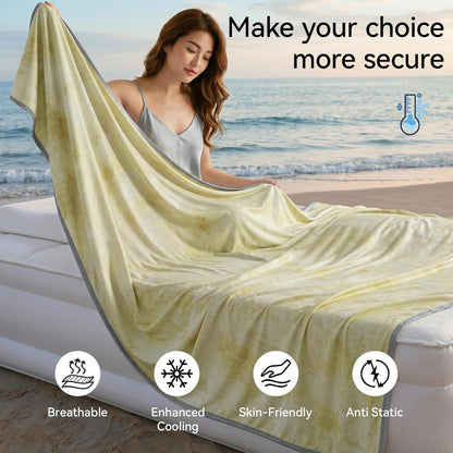 Guohaoi Cooling Throw Blanket for Hot Sleepers, Twin Size 90''×90'' Lightweight Breathable Summer Bed Blanket for Couch, Arc-Chill Q-Max >0.5 Cool Fiber, Lightweight Blanket Yellow