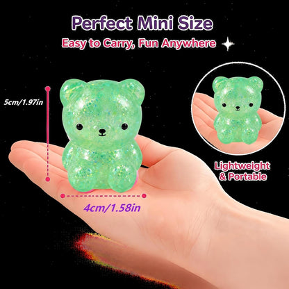 1Pack Bear Squishy, Slow Rising Stress Relief Fidget Toys for Adults, Green | Glitter Bear-Shaped Sensory Squeeze Toys, Calm Anxiety, Portable, Safe TPR Material, Soft Hand Toy for Office, Home or Travel