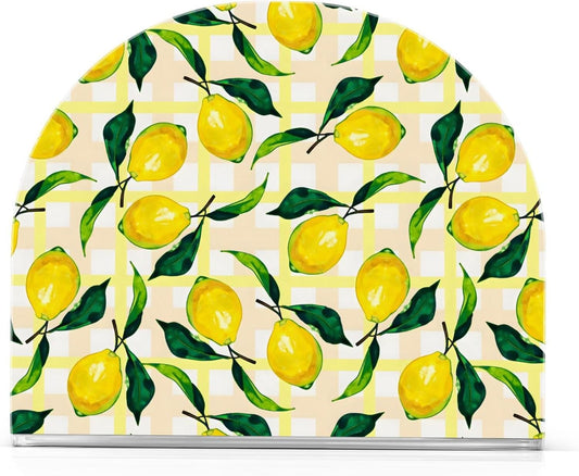 Napkin Holder, Clear Acrylic Paper Napkin Holders Tropical Plant Lemon Tissue Box Dispenser Stand Tabletop Space Saver Upright Napkin Towel Holders for Kitchen Restaurant Home Decor