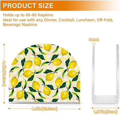 Napkin Holder, Clear Acrylic Paper Napkin Holders Tropical Plant Lemon Tissue Box Dispenser Stand Tabletop Space Saver Upright Napkin Towel Holders for Kitchen Restaurant Home Decor