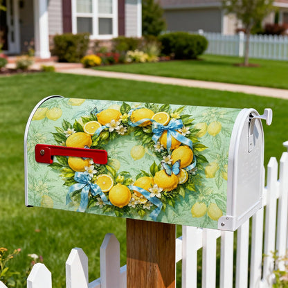 Lemon Magnetic Mailbox Covers, Spring Vibrant Butterfly Flowers Spring Yellow Mailbox Skin for Lawn Decoration 18x21 Inch