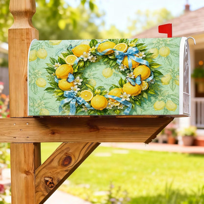 Lemon Magnetic Mailbox Covers, Spring Vibrant Butterfly Flowers Spring Yellow Mailbox Skin for Lawn Decoration 18x21 Inch