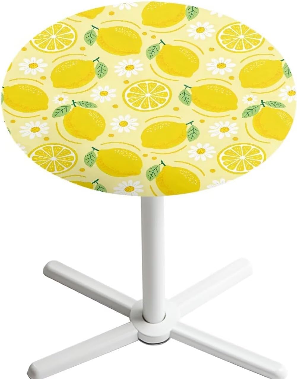 24 Inch Lemon Pattern Highboy Spandex Cocktail Table Covers, Cocktail Table Spandex Covers, Fitted Stretch Cocktail Table Tablecloth for Round Tables
