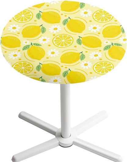 24 Inch Lemon Pattern Highboy Spandex Cocktail Table Covers, Cocktail Table Spandex Covers, Fitted Stretch Cocktail Table Tablecloth for Round Tables