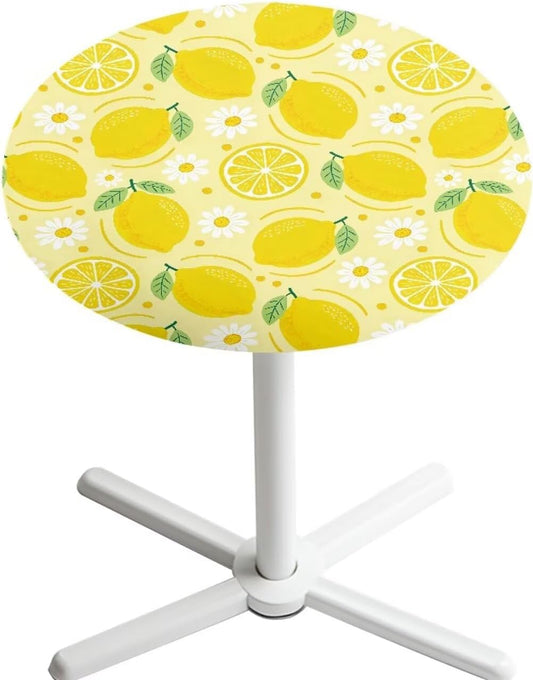 24 Inch Lemon Pattern Highboy Spandex Cocktail Table Covers, Cocktail Table Spandex Covers, Fitted Stretch Cocktail Table Tablecloth for Round Tables