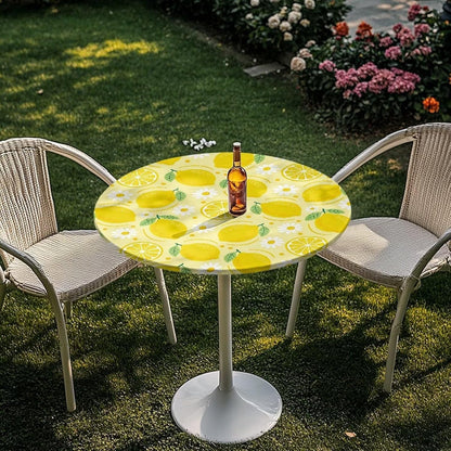 24 Inch Lemon Pattern Highboy Spandex Cocktail Table Covers, Cocktail Table Spandex Covers, Fitted Stretch Cocktail Table Tablecloth for Round Tables