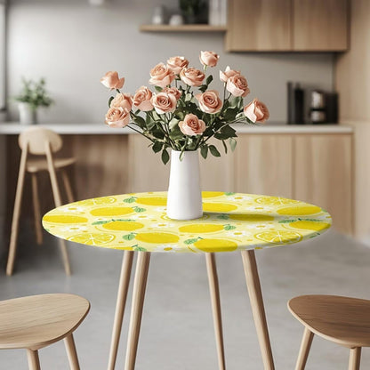 24 Inch Lemon Pattern Highboy Spandex Cocktail Table Covers, Cocktail Table Spandex Covers, Fitted Stretch Cocktail Table Tablecloth for Round Tables