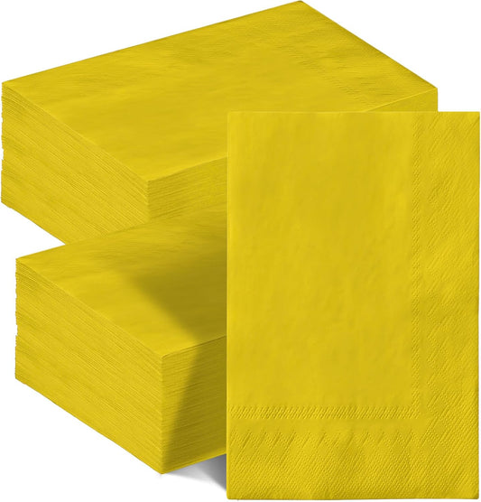 Yellow Paper Napkins 13 * 16inch Guest Paper Disposable Towels Napkin Paper Hand Towels for Wedding, Dinner, Birthday Party, Dessert Cocktail ＆ Kitchen Napkins（ 120 Count）