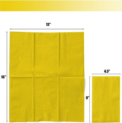Yellow Paper Napkins 13 * 16inch Guest Paper Disposable Towels Napkin Paper Hand Towels for Wedding, Dinner, Birthday Party, Dessert Cocktail ＆ Kitchen Napkins（ 120 Count）