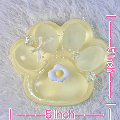 Big Taba Squishy Cat Paw, 5 in Large Paw Squeeze Toy for Stress Relief and Relax, Sticky Squishies Fidget Toys for Party Favors Novelty Things Birthday Gift (Yellow)