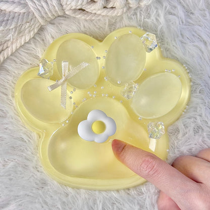 Big Taba Squishy Cat Paw, 5 in Large Paw Squeeze Toy for Stress Relief and Relax, Sticky Squishies Fidget Toys for Party Favors Novelty Things Birthday Gift (Yellow)